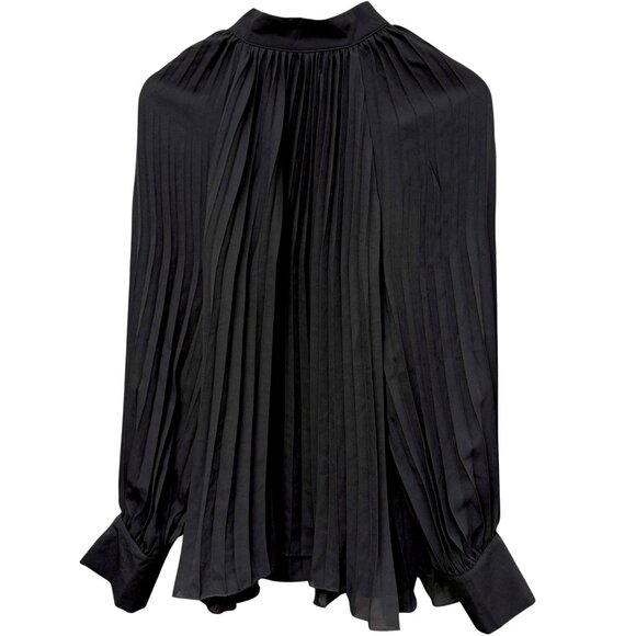 ADIVA Pleated Blouse Plus Size 1X Black Flowy Womens Long Sleeve Top NWT - Picture 1 of 10